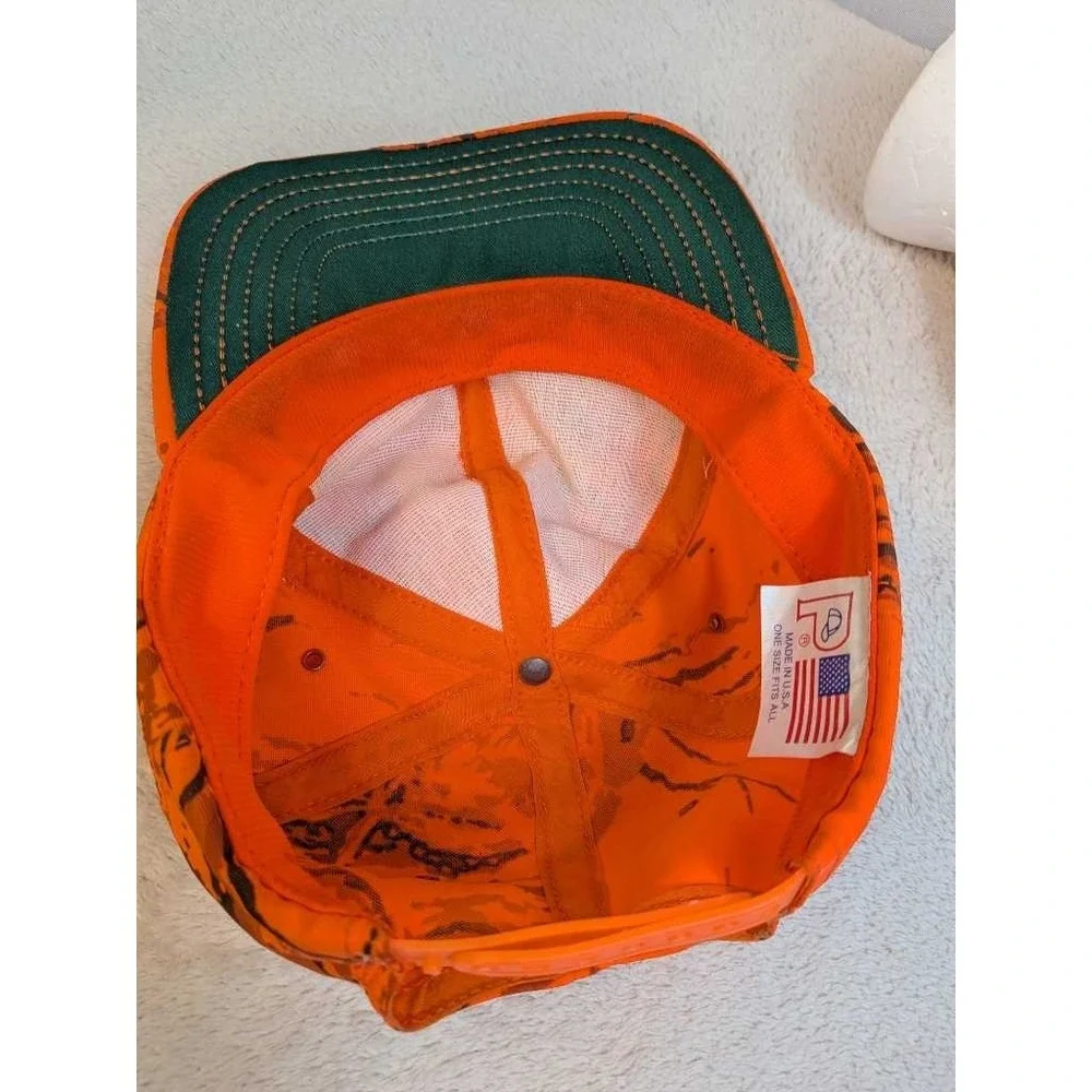 Orange Camo Hunting Baseball Cap One Size Fits All Made in USA‎